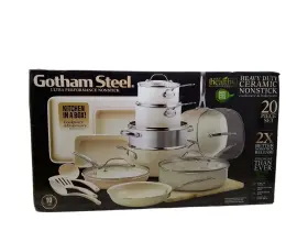 2486 Gotham Steel Natural Collection 20pc Aluminum Ceramic Cookware Set Open Box