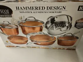 2691 Gotham Steel Hammered Copper 10pc Cookware Set