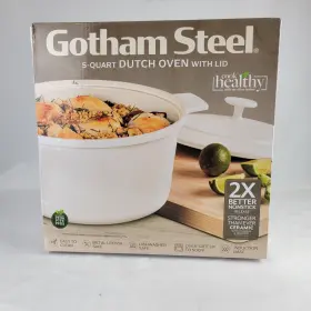 6057mt Gotham Steel 5 Quart Dutch Oven With Lid Cream Induction Base Pfao Free