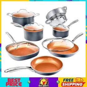 7132 Gotham Steel Nonstick Pots And Pans 12 Piece Set Ceramic Kitchen Cookware