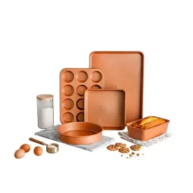 Gotham Steel 744110723267 5-piece Aluminum Ti-ceramic Nonstick Ultimate Bakeware Set In Copper