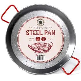 Gourmanity 850033274028 15 Inch Carbon Steel Paella Pan 38cm Silver