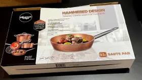 Gourmet Edge 850000946453 9.5 Inch Hammered Design Ceramic Copper/titanium Infused Saute Pan