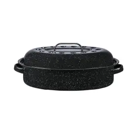 Granite Ware 072495005082 15-inch Covered Oval Roaster 10 Lb Capacity - Enamel Steel Cookware Dishwas