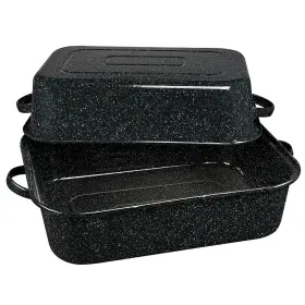 Granite Ware 072495005112 21 In Oven Rectangular Roaster With Lid. Speckled Black - Accommodates Up T
