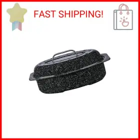 Granite Ware 072495061064 13-inch Oval Roaster With Lid. Enameled Steel Design To Accommodate