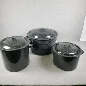 Granite Ware 072495061330 Granite-ware Enamel On Steel 15 10 And 7 Quart Stock Pot With Lid - Black