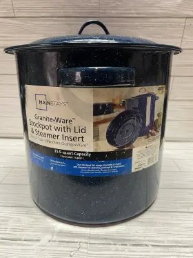 Granite Ware 072495068353 Blue 15.5 Quart Steamer Pot W Lid And Insert Dishwasher Safe