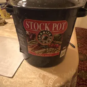 6124 Granite Ware 16 Quart Enamel Stockpot With Lid Black Speckled Model