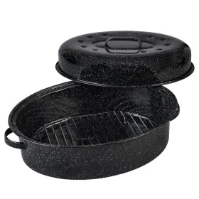 Granite Ware 785403005653 19 Inch Oval Roaster With Lid Rack Included Speckled Black