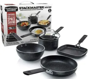2716 Granitestone Stackmaster Non-stick Space Saving Cookware Aluminum - 5-piece