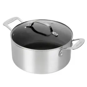 7160 Granitestone Stock Pot 5 Quart Aluminum Diamond Infused Nonstick Glass Lid 500 F
