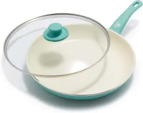 Cc005266-001 Greenlife Soft Grip Healthy 12 Inch Frypan Skillet With Lid Turquoise