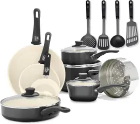 Cc005490-001 Greenlife 16 Piece Nonstick Cookware Set Soft Grip Non-toxic Pfas-free Ceramic