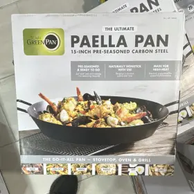 1901848 Greenpan The Ultimate 15in Carbon Steel Paella Pan Pre-seasoned Oven-safe