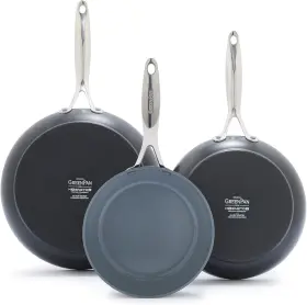 Greenpan 800689621745 Valencia Pro Hard Anodized 3 Piece Fry Pan Skillet Set New Gray