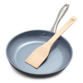 Greenpan 885837003192 Lima Ceramic Hard Anodized 10 Inch Frying Pan Skillet Nonstick Wood Spatula Pfa