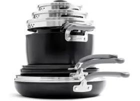 Greenpan 885837022858 Levels Essential Stackable Healthy Ceramic Nonstick 10 Piece Pots Pans