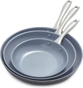 Greenpan 885837023961 Lima Healthy Ceramic Nonstick 8 Inch 10 And 12 Frying Pan Skillet Set