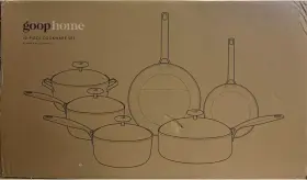 Greenpan 885837024852 Goop Home 10 Piece Ceramic Nonstick Cookware Set Cream/ Gold New