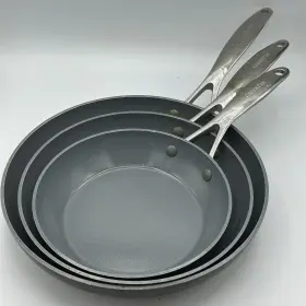 Greenpan 885837026870 Valencia Pro Hard Anodized 3 Piece Fry Pan Skillet Set Ceramic Nonstick