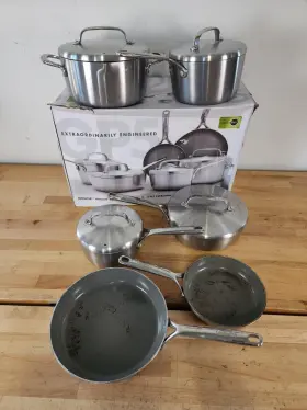 Greenpan 885837038057 10 Piece Gp5 Ceramic Nonstick 5-ply Stainless Steel Cookware Pan Set