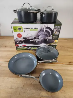 Greenpan 885837039245 8 Piece - Valencia Pro Hard Anodized Healthy Ceramic Nonstick Cookware