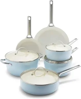 Greenpan 885837044614 Green Pan10-piece Induction Cookware Set With Silicone Lids And Stay Cool Handle