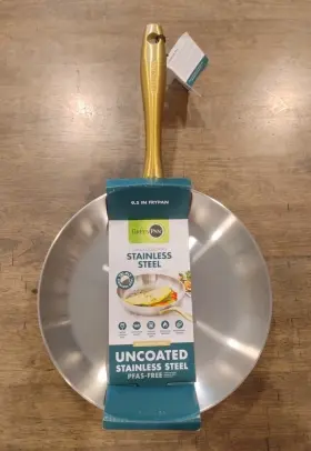Greenpan 885837055856 Green Pan Uncoated 3-ply Stainless Steel 9.5 Inch Frypan Grill Pfas-free