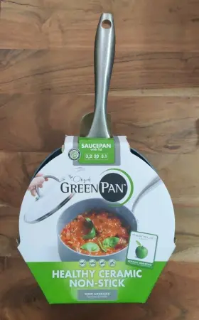 Cc000023-001 Greenpan 3.2- Quart Saucepan With Lid 3 Ceramic Non-stick Brand New Free Ship