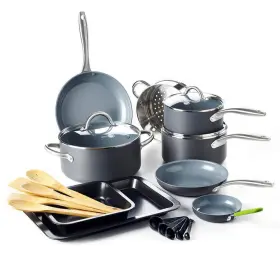 Cc002160-001 Greenpan Cookware Set 18-piece Aluminum Durable Nonstick Ceramic With Glass Lid