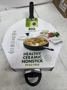 Cc002480-001 Greenpan Rio Healthy Ceramic Nonstick 5 Quart Saute Pan Jumbo Cooker Black
