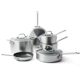 Cc003309-001 Greenpan Craft Steel 10-piece Cookware Set With Bonus Pan Protectors Silver Cc003309-001 Greenpan Craft Steel 10-piece Cookware Set With Bonus Pan Protectors Silver