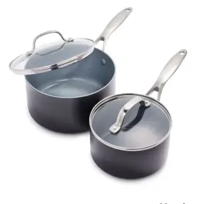 Cc003533-001 Greenpan New Valencia Pro Ceramic Nonstick 1.66 Quart And 3.3 Saucepans With Lids