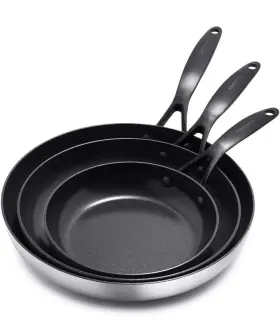 Cc003790-001 Greenpan Venice 8 Inch 10 And 12 Frying Pan Skillet Set Silver