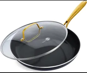 Cc004535-001 Greenpan Reserve Collection Cookware 12 Inch Frying Pan Skillet With Lid Black/gold