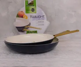 Cc005207-001 Greenpan Reserve 10 And 12 Inch Ceramic Nonstick Frypan Set Twilight Blue - New