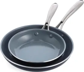 Cc005225-001 Greenpan Swift Healthy Ceramic Nonstick 8 And 10 Frying Pan Skillet Set Steel