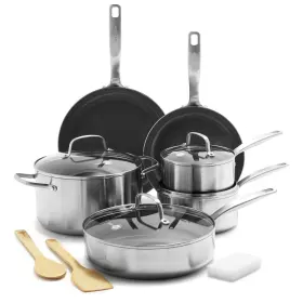 Cc005353-001 Greenpan Chatham Tri-ply Stainless Steel 12 Piece Cookware Pots&pans Set Silver