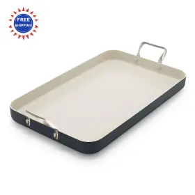 Cc006560-002 Greenpan Pan 18 X 11 Double Burner Hard Anodized Healthy Ceramic Nonstick Griddle Steel