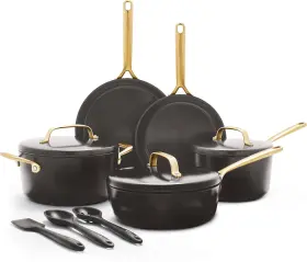 Cc006921-001 Greenpan Gp5 14 Piece Cookware Pots And Pans Set Black Gold-tone Handles