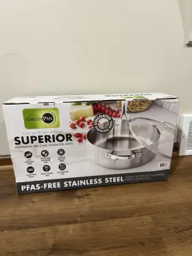 Greenpan Cc007139-001 Superior 5 Quart Stainless Steel Saute Pan With Lid Induction/oven Safe