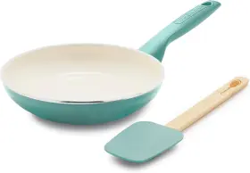 Cc008158-001 Greenpan Rio Healthy Ceramic Nonstick 8 Inch Frypan And Spatula Set Turquoise