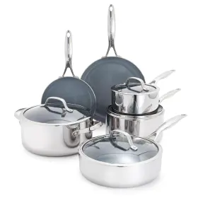 Cc008351-001 Greenpan Valencia Pro Stainless Steel Ceramic 10 Piece Cookware Pots Pans Set