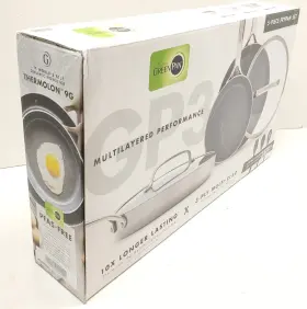 Cc008824-001 Greenpan Gp3 3-ply Multi-clad Ceramic Nonstick Thermolon Frypan 5pc Set Nib