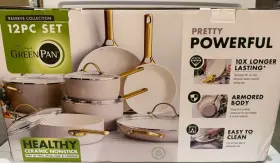 Cc009411-001 Greenpan Reserve 12 Piece Cookware Set Ceramic Taupe Gold Used Cc009411-001 Greenpan Reserve 12 Piece Cookware Set Ceramic Taupe Gold Used