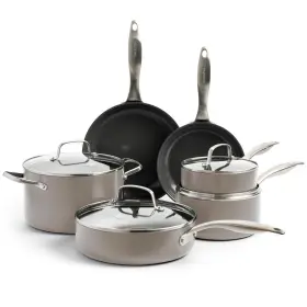 Cc009477-001 Greenpan Canterbury 10 Piece Cookware Pot And Pans Set Hard Anodized Pfas-free Health