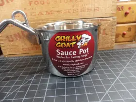 Grilly Goat 611401999772 Sauce Pot Basting Tong Holder Stainless Steel 2 Cup 16oz Bbq Grill