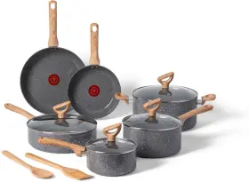 C453sc63 Groupe Seb T-fal Revive Ceramic Cookware Sets Pots And Pans Set Nonstick 12 Pieces Granite
