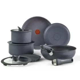 L791sb64 Groupe Seb T-fal Ingenio Essentials 11 Piece Nonstick Cookware Set Granite Titanium
